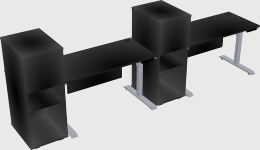Dual motor electric desk w/cabinet