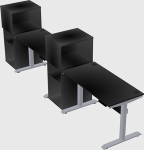 Dual motor electric desk w/cabinet