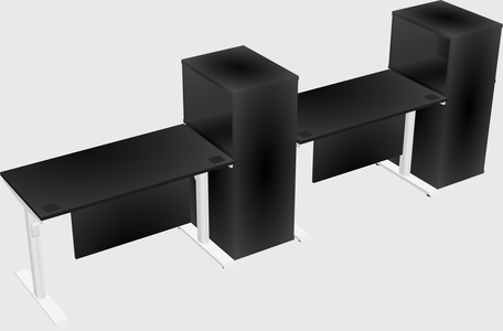 Dual motor electric desk w/cabinet