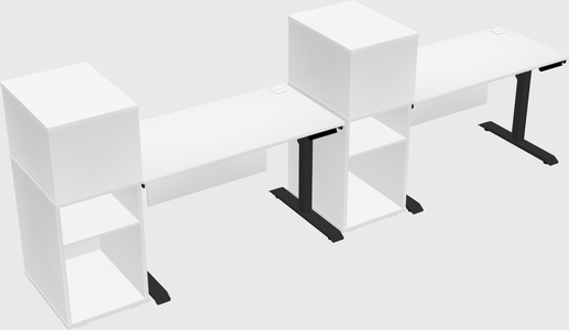 Dual motor electric desk w/cabinet