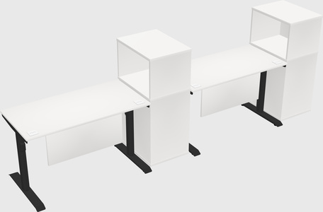 Dual motor electric desk w/cabinet