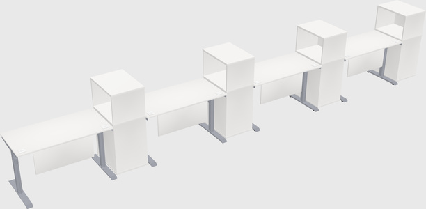 Dual motor electric desk w/cabinet