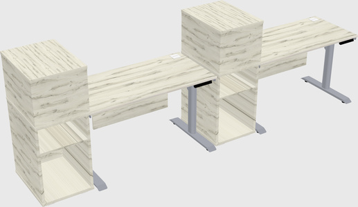 Dual motor electric desk w/cabinet