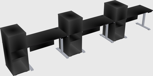 Dual motor electric desk w/cabinet