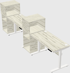 Dual motor electric desk w/cabinet