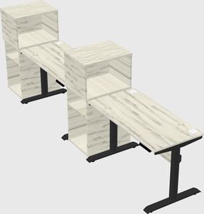 Dual motor electric desk w/cabinet