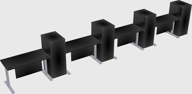 Dual motor electric desk w/cabinet