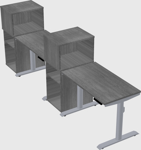 Dual motor electric desk w/cabinet