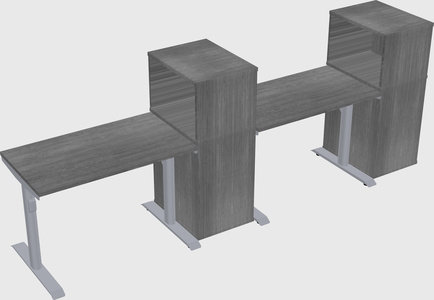 Dual motor electric desk w/cabinet