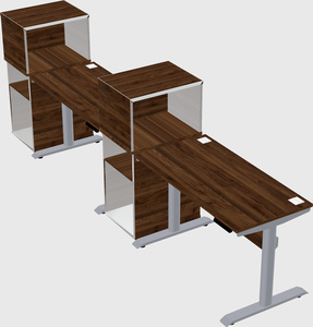 Dual motor electric desk w/cabinet