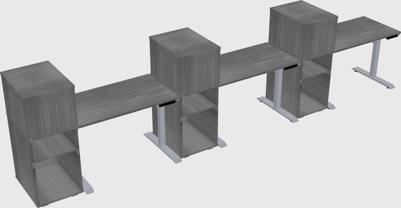 Dual motor electric desk w/cabinet