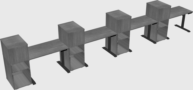 Dual motor electric desk w/cabinet