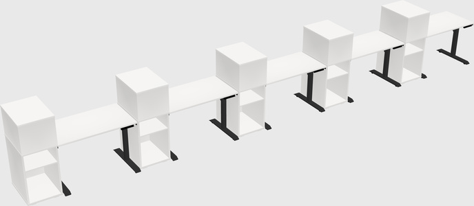 Dual motor electric desk w/cabinet