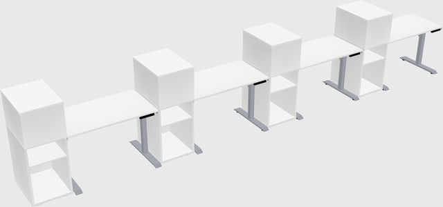 Dual motor electric desk w/cabinet