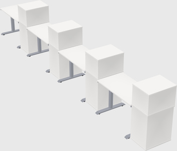 Dual motor electric desk w/cabinet