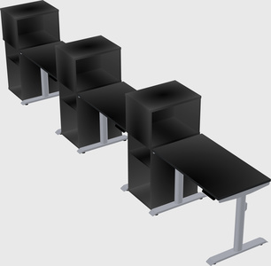 Dual motor electric desk w/cabinet