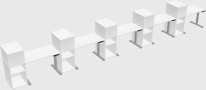 Dual motor electric desk w/cabinet