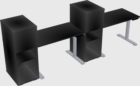 Dual motor electric desk w/cabinet