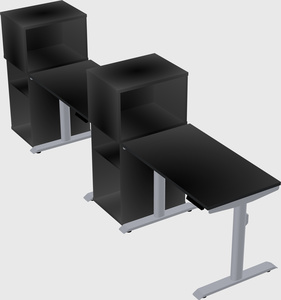 Dual motor electric desk w/cabinet