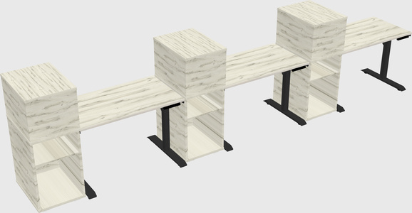 Dual motor electric desk w/cabinet