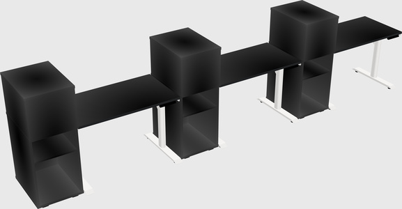 Dual motor electric desk w/cabinet