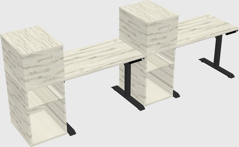 Dual motor electric desk w/cabinet