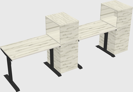 Dual motor electric desk w/cabinet