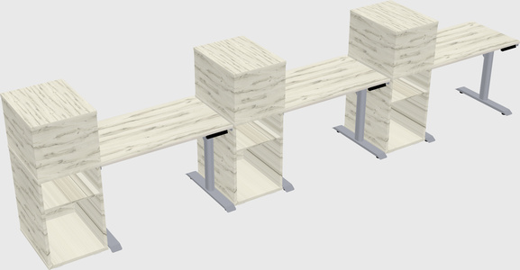 Dual motor electric desk w/cabinet