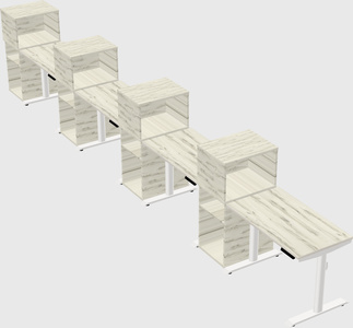 Dual motor electric desk w/cabinet