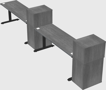 Dual motor electric desk w/cabinet
