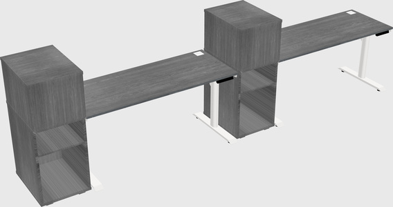 Dual motor electric desk w/cabinet