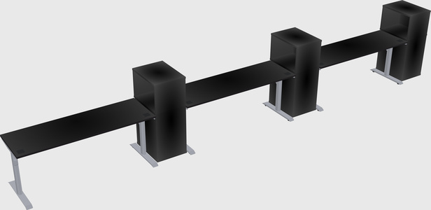 Dual motor electric desk w/cabinet