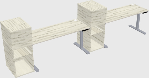 Dual motor electric desk w/cabinet