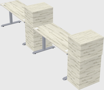 Dual motor electric desk w/cabinet
