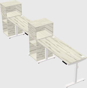 Dual motor electric desk w/cabinet