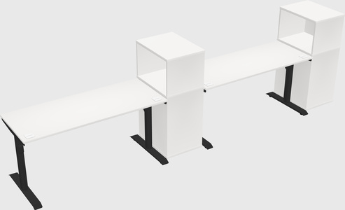 Dual motor electric desk w/cabinet