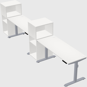 Dual motor electric desk w/cabinet