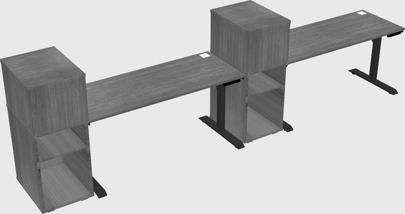 Dual motor electric desk w/cabinet