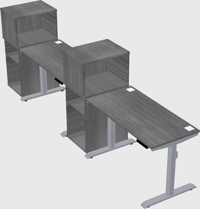 Dual motor electric desk w/cabinet