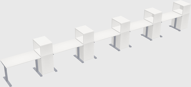 Dual motor electric desk w/cabinet