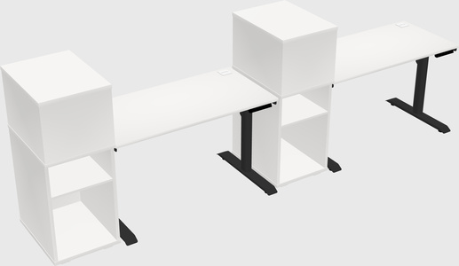 Dual motor electric desk w/cabinet