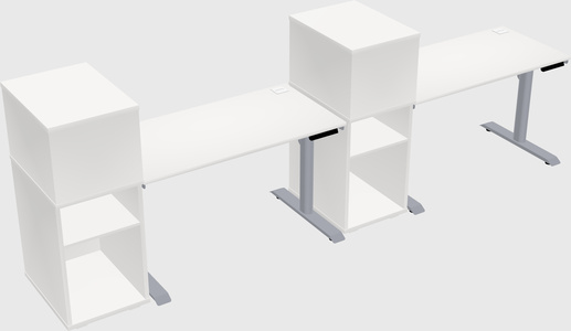 Dual motor electric desk w/cabinet