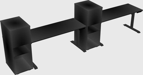 Dual motor electric desk w/cabinet