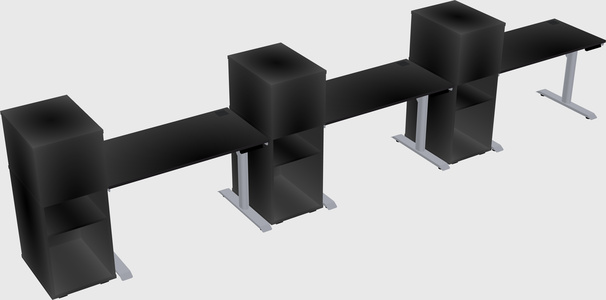 Dual motor electric desk w/cabinet