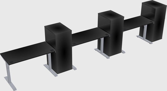 Dual motor electric desk w/cabinet