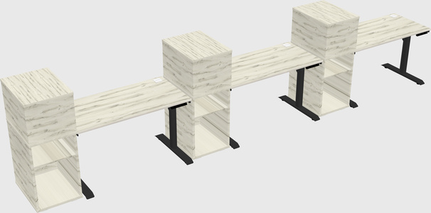 Dual motor electric desk w/cabinet