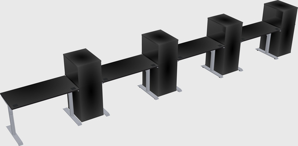 Dual motor electric desk w/cabinet