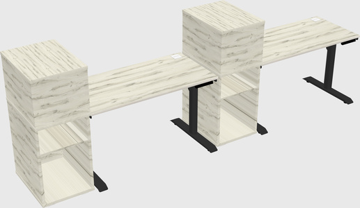 Dual motor electric desk w/cabinet