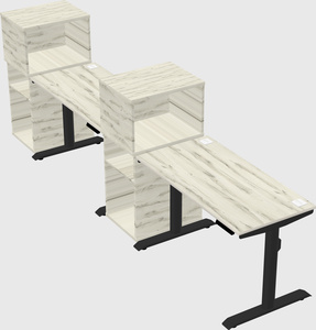 Dual motor electric desk w/cabinet