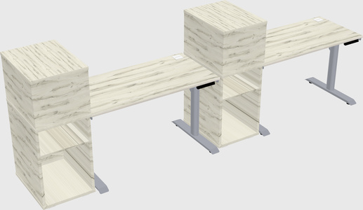 Dual motor electric desk w/cabinet